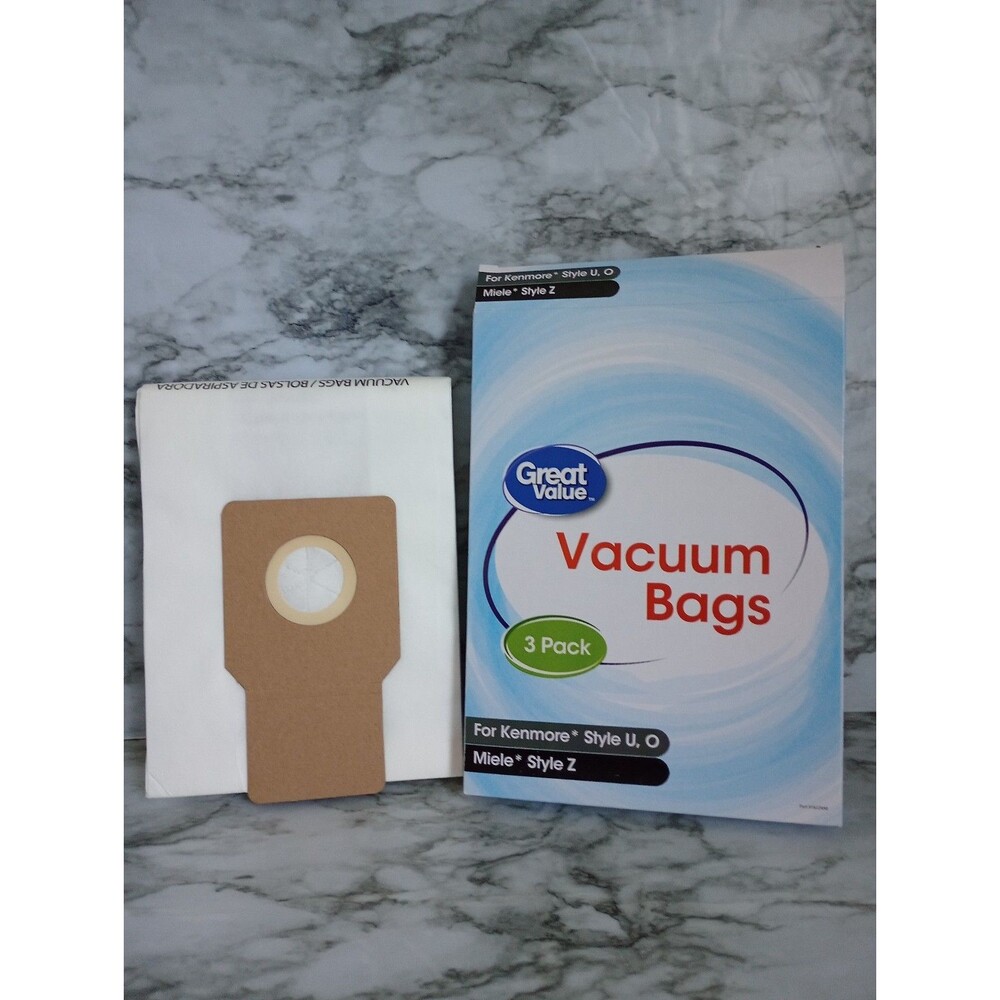 NIB Great Value Vacuum Bags 3 Pack for Kenmore Style U, O & Miele Style Z